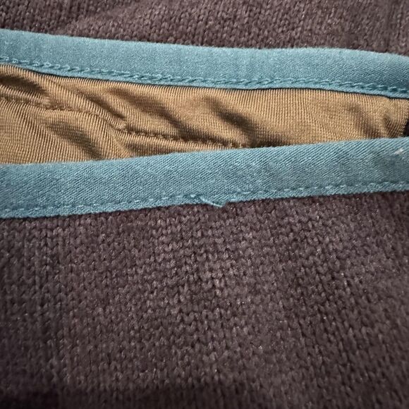 L.L. Bean Hoodie Sweater Fleece Snap Neck Henley Pullover Brown Blue Mens Med - Picture 4 of 8